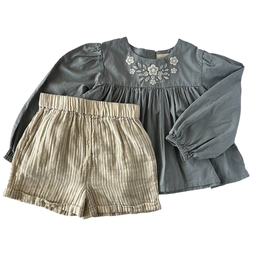 Mori floral & striped outfit (3-4)